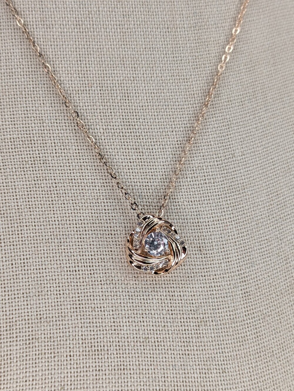Rose Gold Tone CZ Necklace New Sparkling